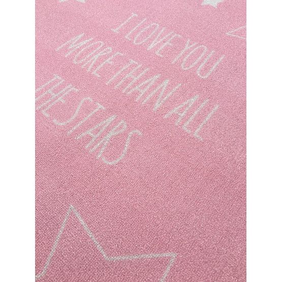 Detský koberec LOVE YOU STARS ružový/biely