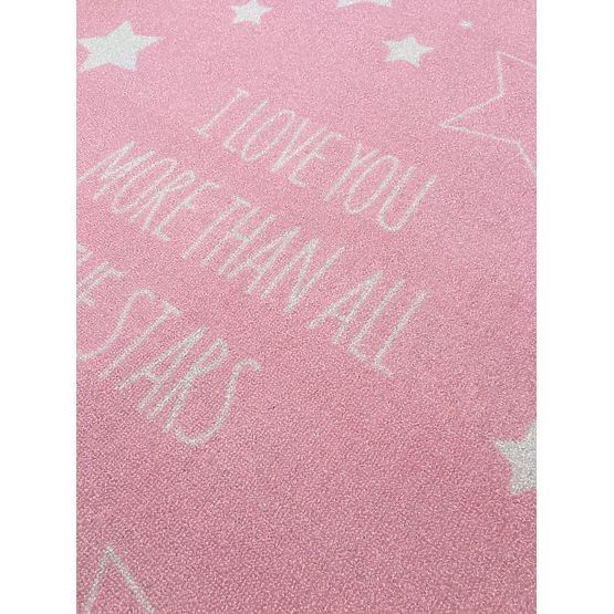 Detský koberec LOVE YOU STARS ružový/biely