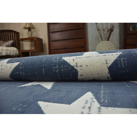 Detský koberec modrý - biele hviezdičky