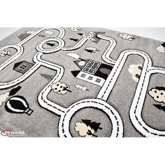 Detský koberec PETIT - Mesto a cesty - šedý