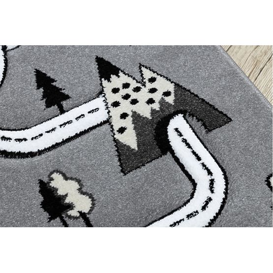 Detský koberec PETIT - Mesto a cesty - šedý