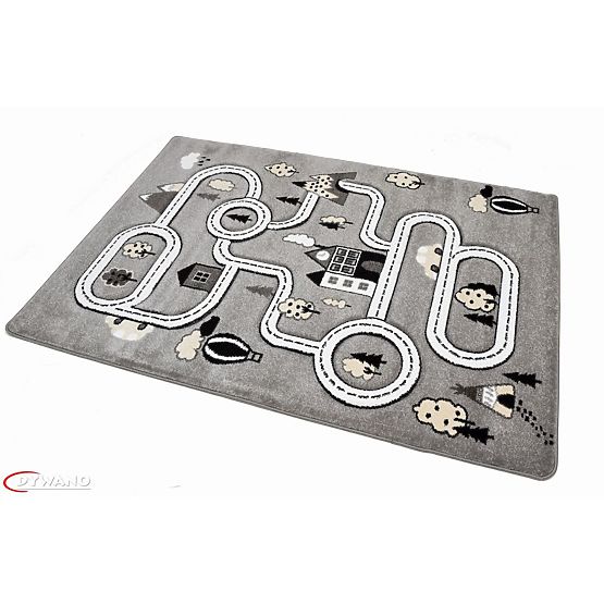 Detský koberec PETIT - Mesto a cesty - šedý