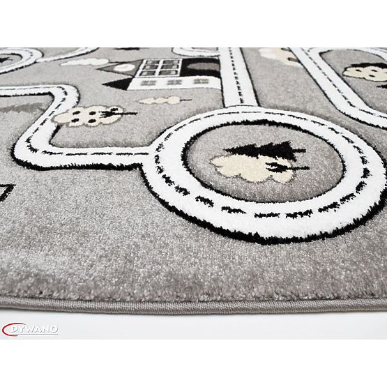 Detský koberec PETIT - Mesto a cesty - šedý