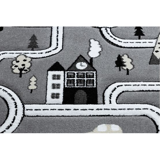 Detský koberec PETIT - Mesto a cesty - šedý