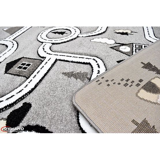 Detský koberec PETIT - Mesto a cesty - šedý