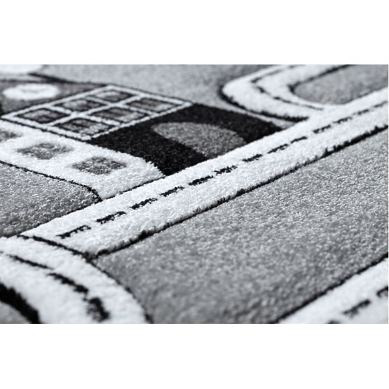 Detský koberec PETIT - Mesto a cesty - šedý