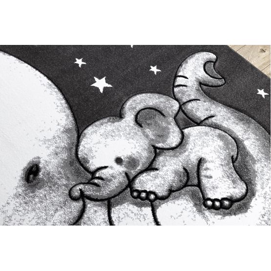 Detský koberec PETIT - Sloník - šedo-biely