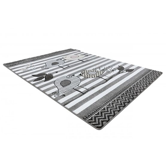 Detský koberec PETIT - Vtáčiky - šedo-biely