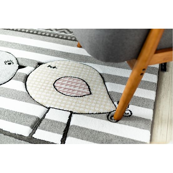 Detský koberec PETIT - Vtáčiky - šedo-biely