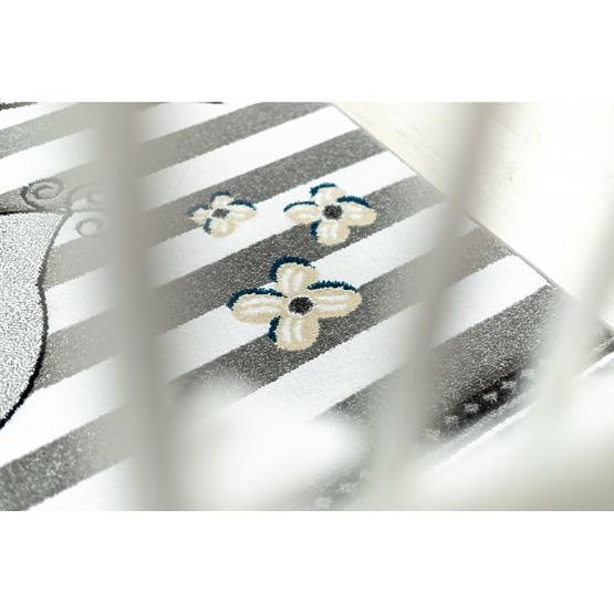 Detský koberec PETIT - Vtáčiky - šedo-biely