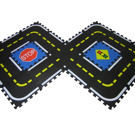 Detský koberec puzzle - autodráha