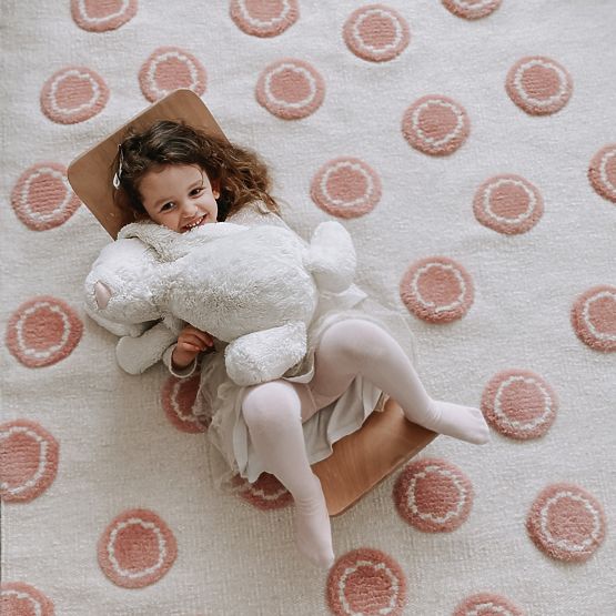 Detský koberec Ring - krémovo-ružový