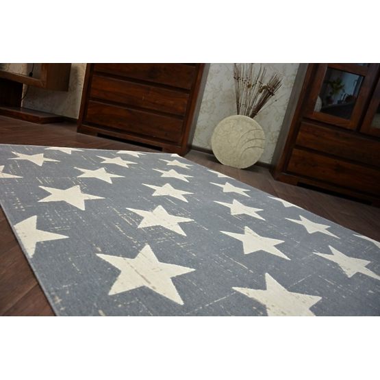 Detský koberec šedý - biele hviezdičky