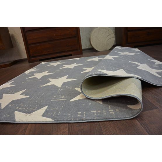 Detský koberec šedý - biele hviezdičky