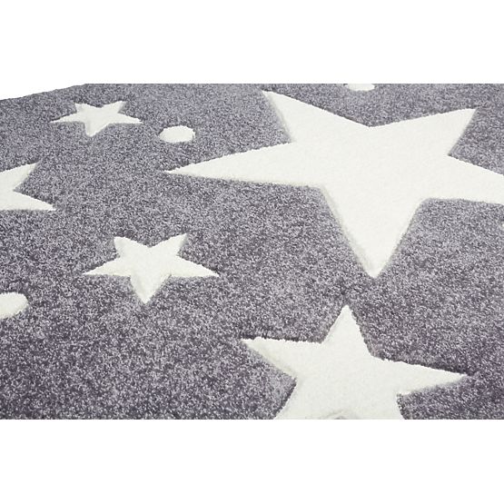 Detský koberec STARS strieborno-šedo-biely