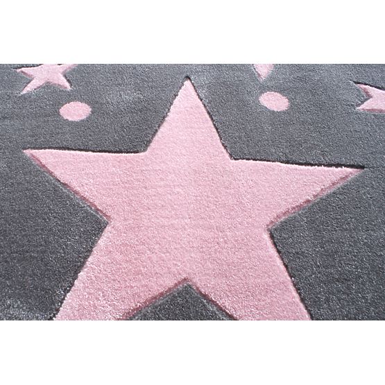 Detský koberec STARS strieborno-šedo-ružový