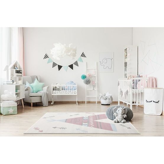 Detský koberec Teepee - krémovo-ružový