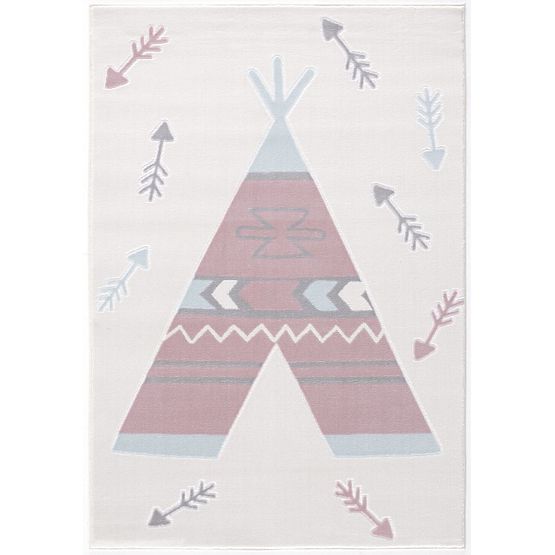 Detský koberec Teepee - krémovo-ružový