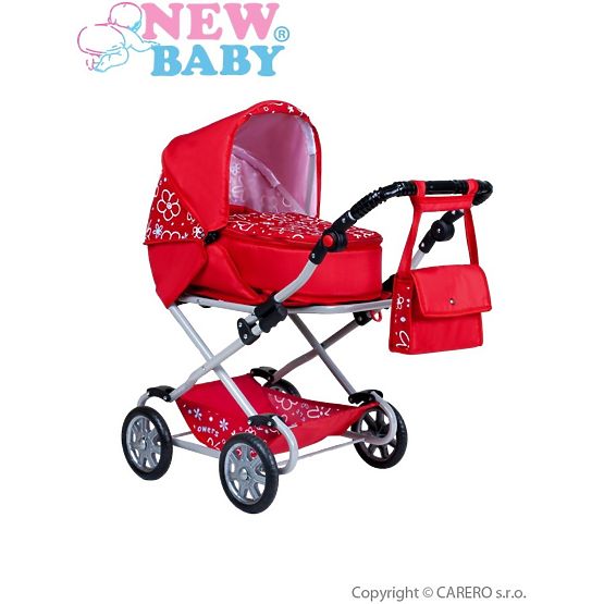 Detský kočík pre bábiky 2v1 New Baby Monika červený