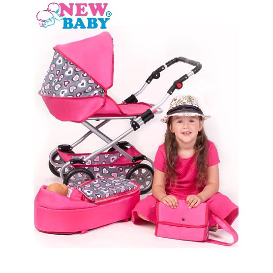 Detský kočík pre bábiky 2v1 New Baby Ruženka Ružová