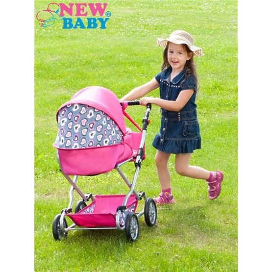 Detský kočík pre bábiky 2v1 New Baby Ruženka Ružová