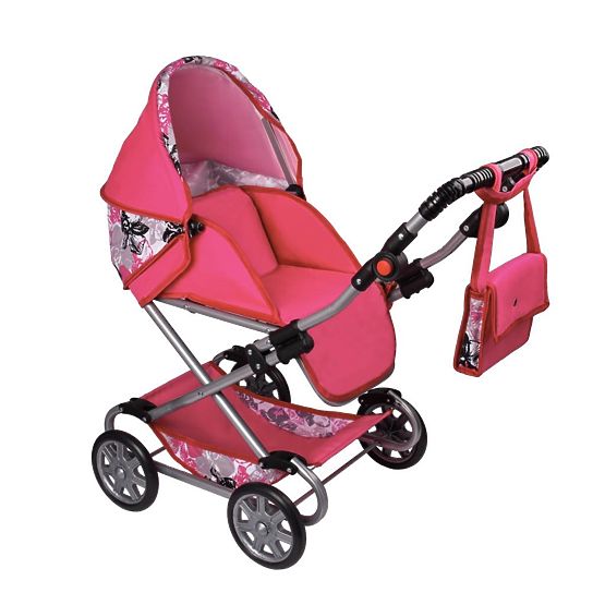 Detský kočík pre bábiky 2v1 New Baby Veronika Ružová