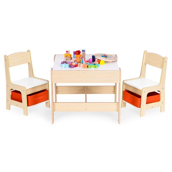 Detský nábytkový set stôl + 2 stoličky s tabuľou ECOTOYS