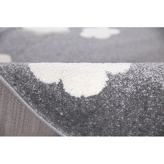 Detský okrúhly koberec MRÁČIKY - striebornošedý