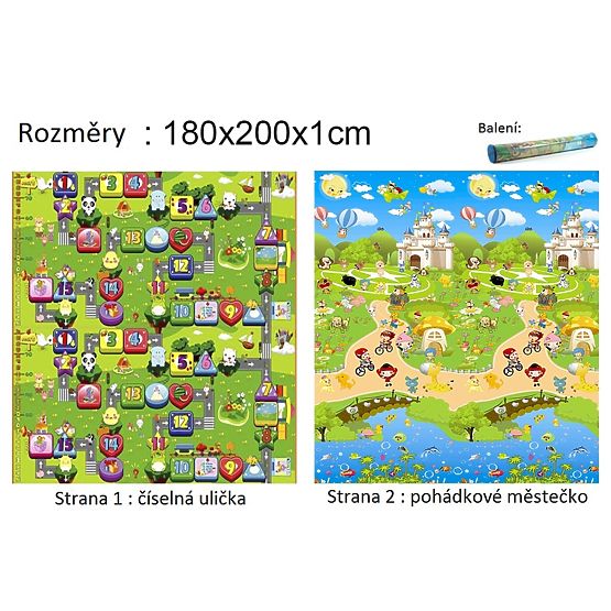 Detský penový koberec - číselná ulička + rozprávkové mestečko