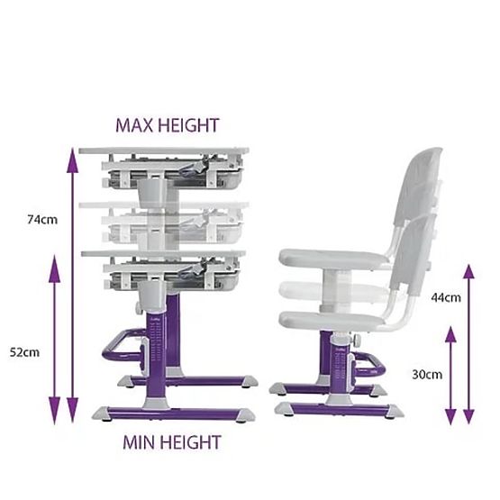 Detský písací stôl + stoličky Cubby Lupin - fialový