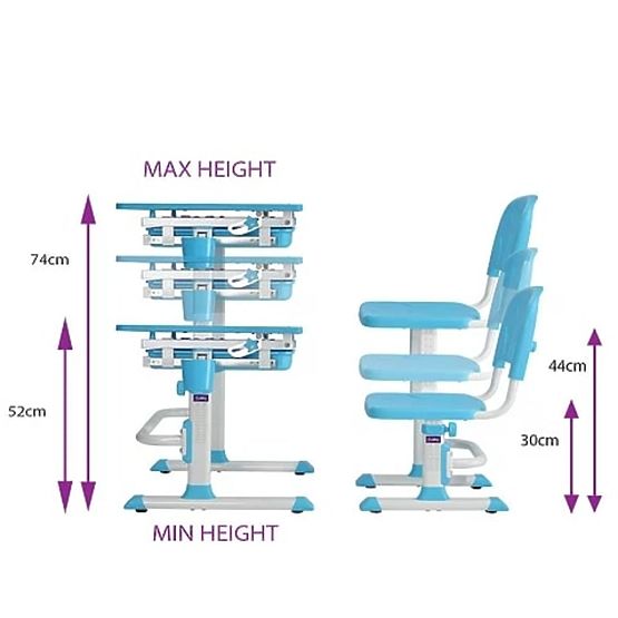 Detský písací stôl + stoličky Cubby Lupin - modrý