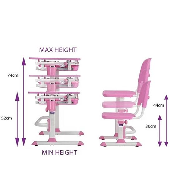 Detský písací stôl + stoličky Cubby Lupin - ružový