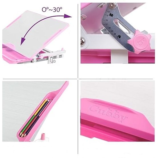 Detský písací stôl + stoličky Cubby Lupin - ružový