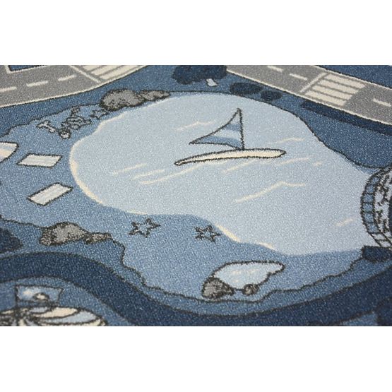 Detský protišmykový koberec STREET - modrý