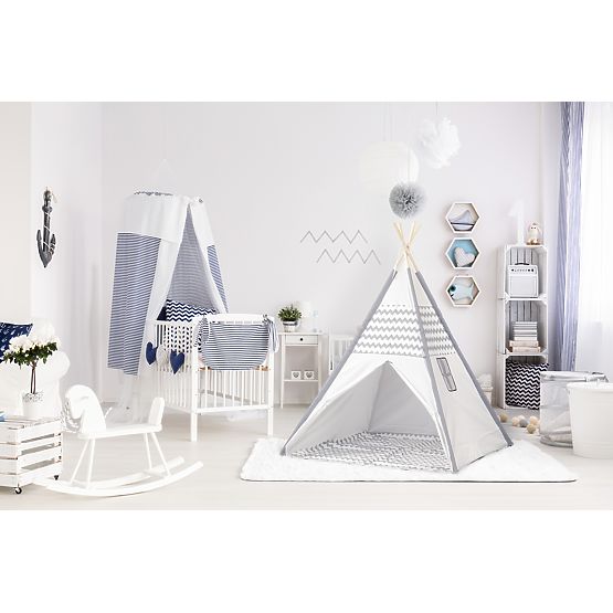 Detský stan Teepee - šedo-biela