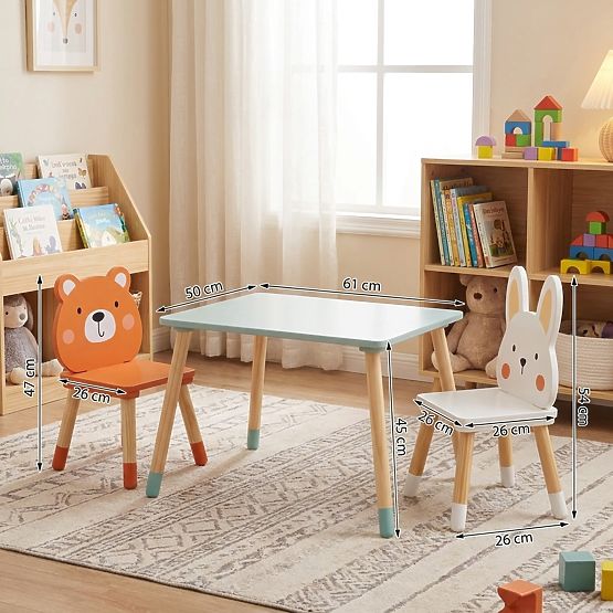 Detský stolček a stoličky Ourbaby - Hraví kamaráti z lesa