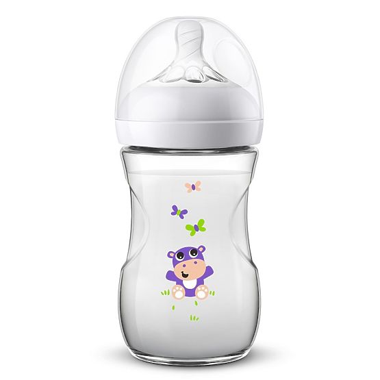 Dojčenská fľaša Avent Natural 260 ml biela hroch