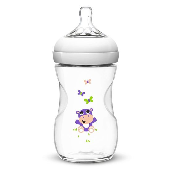 Dojčenská fľaša Avent Natural 260 ml biela hroch