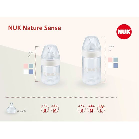 Dojčenská fľaša NUK Nature Sense 150 ml staro ružová