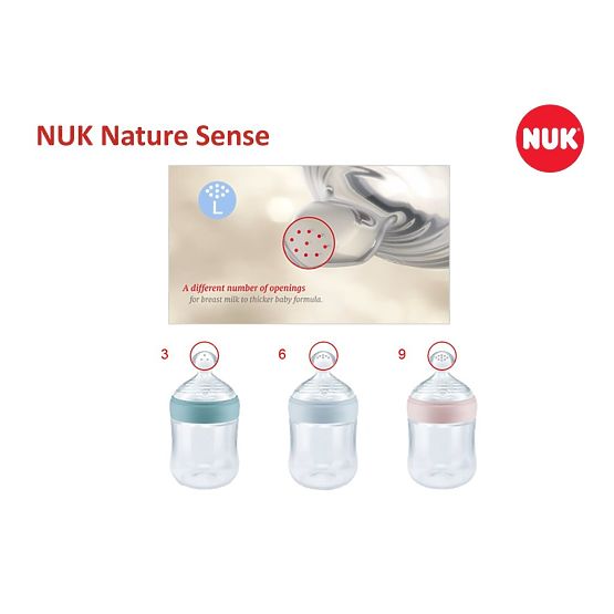 Dojčenská fľaša NUK Nature Sense 260 ml modrá