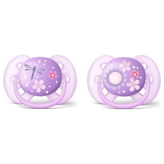 Dojčenský cumlík Ultrasoft Deco Avent 6-18 mesiacov - 2 ks dievča Fialová m