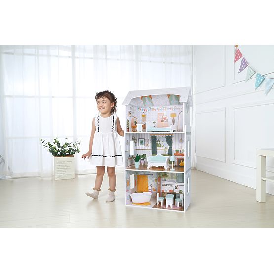 Domček pre bábiky Alice 3 poschodia 4 izby sada 9 nábytkov ECOTOYS