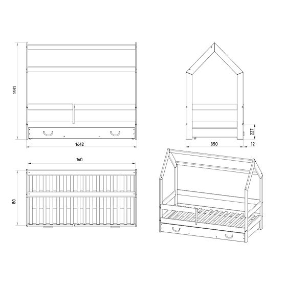 Domčeková posteľ Lucky 160x80 - biela