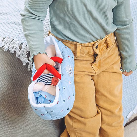 Doudou Jolijou Bábika v modrej prenosnej taške 20 cm