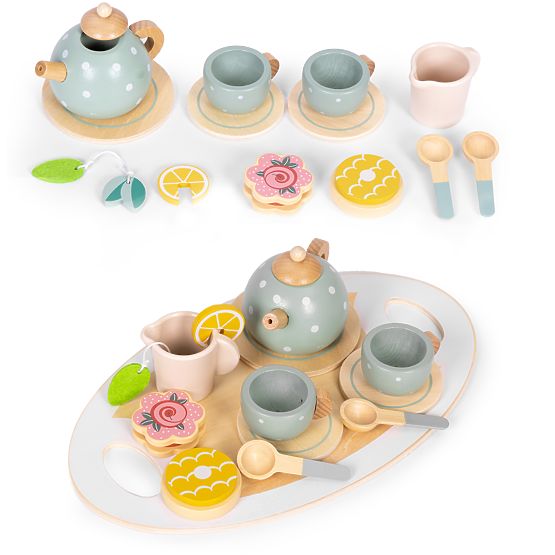Drevená čajová súprava kanvička šálky 14 kusov ECOTOYS