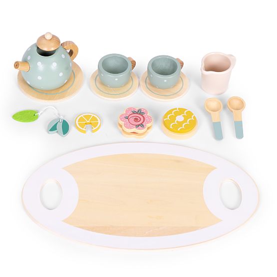 Drevená čajová súprava kanvička šálky 14 kusov ECOTOYS
