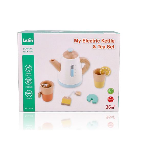 Drevená čajová súprava s kanvičkou a šálkami