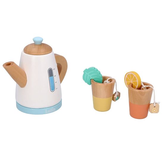 Drevená čajová súprava s kanvičkou a šálkami