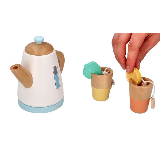 Drevená čajová súprava s kanvičkou a šálkami