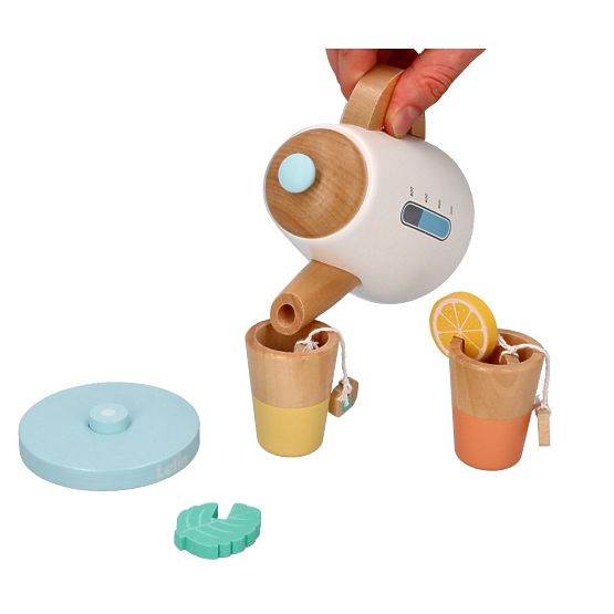 Drevená čajová súprava s kanvičkou a šálkami